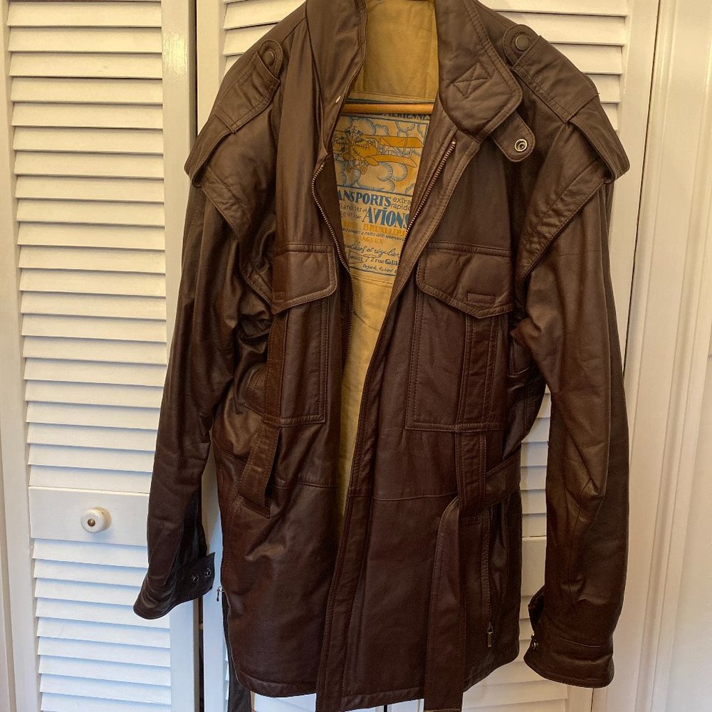Messageries Aeriennes pilot style leather jacket